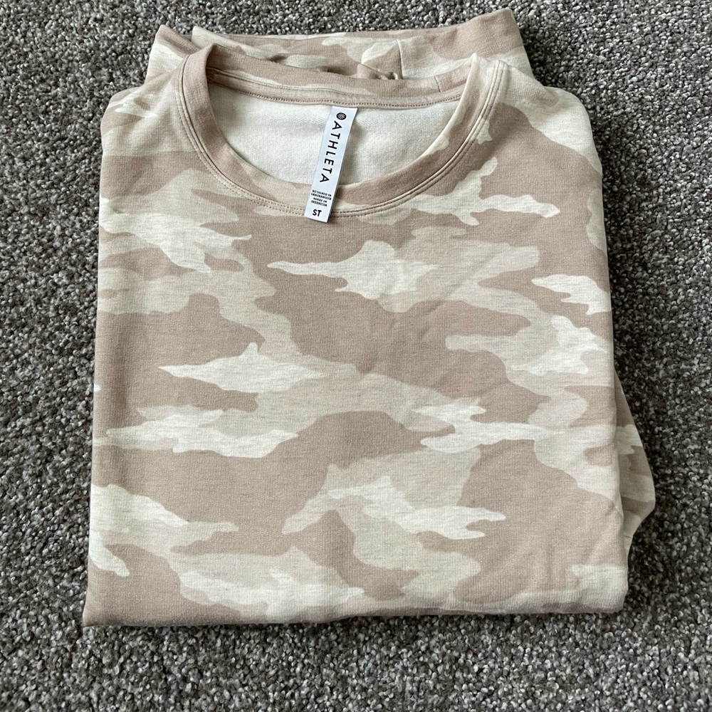 Athleta studio to street camo sweatshirt